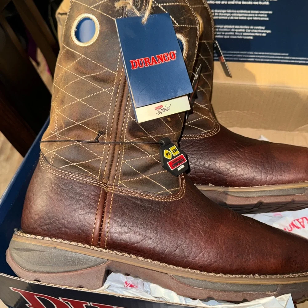 Brown Quilted Leather Men’s Steel Toe Boots